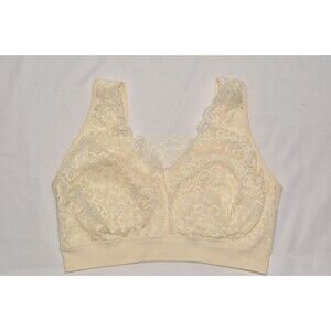 Soma Lace Bralette Size M Wireless Cream Ivory Floral Stretch Pull-On Bra